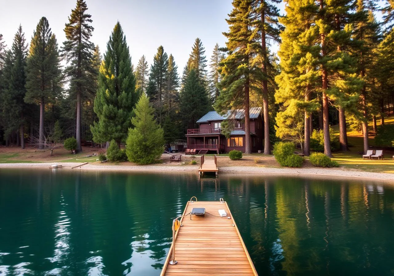 Lakefront pine-forest home on the water at Lake of the Pines, California