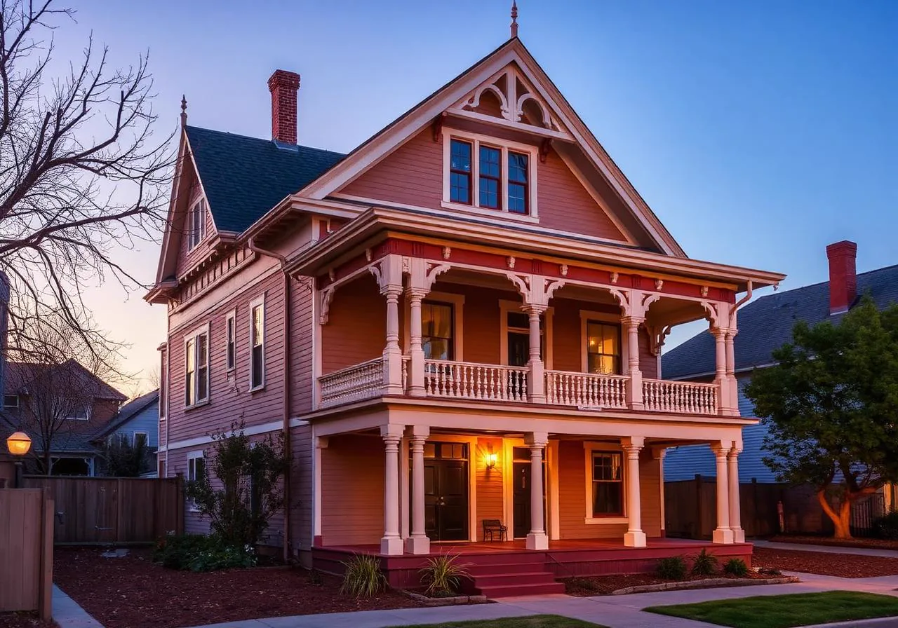 Restored Victorian home in Old Town Auburn, California with wrap-around porch