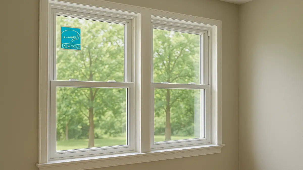 Modern energy-efficient double-hung windows installed in Roseville home showing clear glass, low-E coating benefits, and natural light optimization